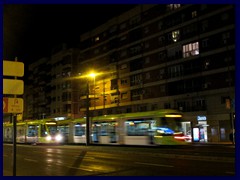 Murcia by night 26 - Lightrail trams trafficate the mid section of Ronda Levante.